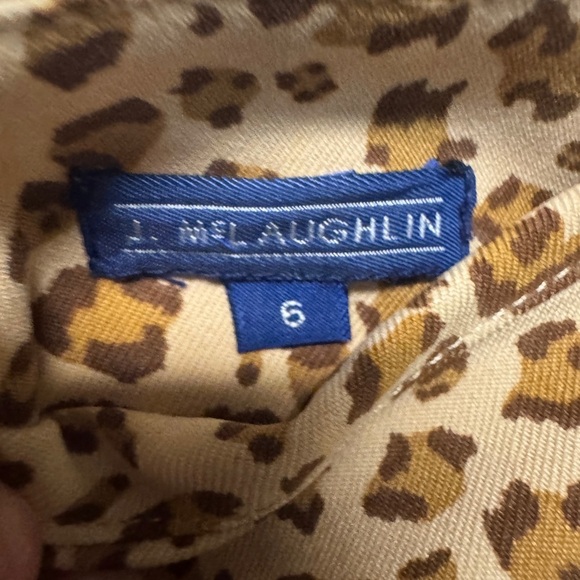 J McLaughlin Womens Skirt Size 6 Brown Tan Animal Print A-Line Knee Length Silk - Picture 2 of 5